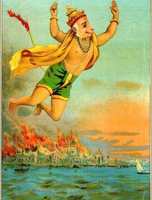 Hanuman burns Lanka with tail.jpg