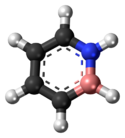 Ball-and-stick model of the 1,2-dihydro-1,2-azaborine molecule