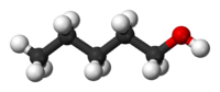 Ball and stick model of 1-pentanol