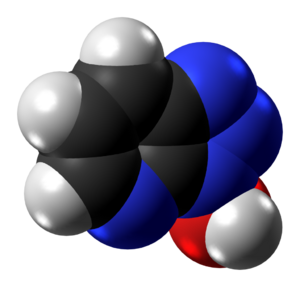 1-Hydroxy-7-azabenzotriazole molecule spacefill from xtal.png